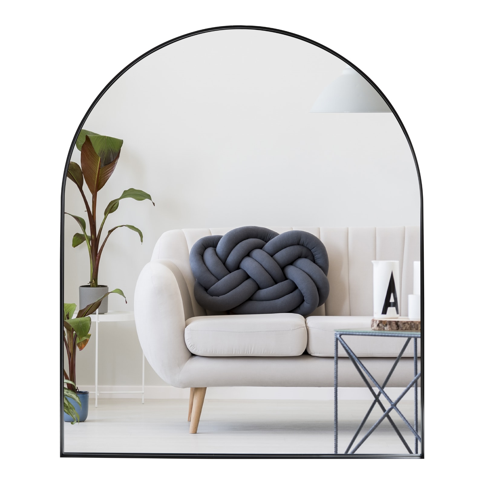 Black Deep Frame 30" X 36" Arch Mirror, Modern Dresser Mirror Wall Mounted Decor Metal Frame For Bedroom Living Room Entryway Fireplace Mantel Dining Room_voghion.com